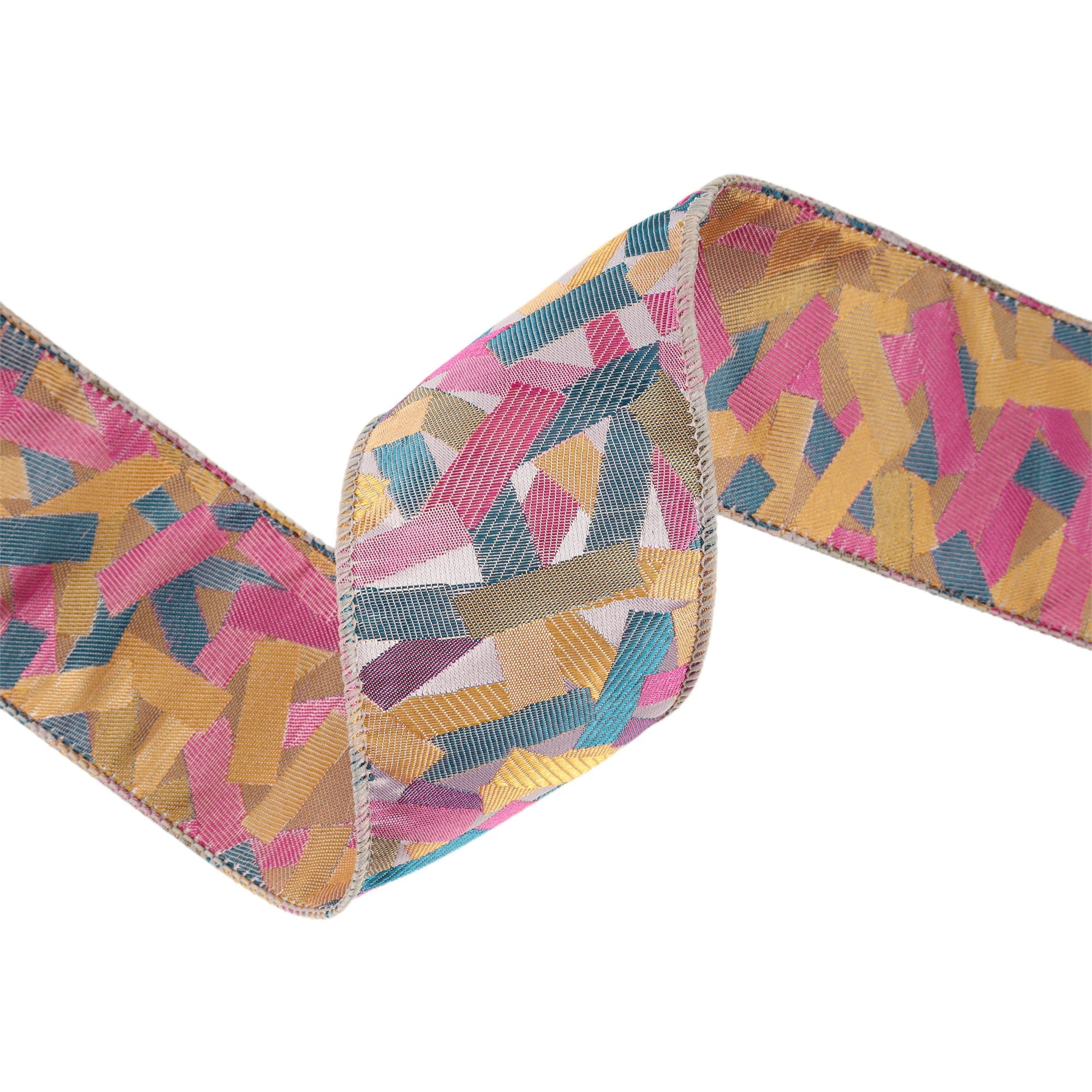 LaRibbons 2 1/2" Wired Ribbon Confetti, Silver/Hot Pink, 10 Yard Roll