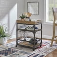 thumbnail image 2 of Powell Collin 3-Tier Rolling Bar Cart with Stemware Rack, Weathered Driftwood, 2 of 19