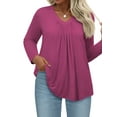 thumbnail image 4 of WellSize Womens Plus Size Tops Casual Pleated V Neck Fall Blouse Tunic Long Sleeve Shirts, 4 of 8