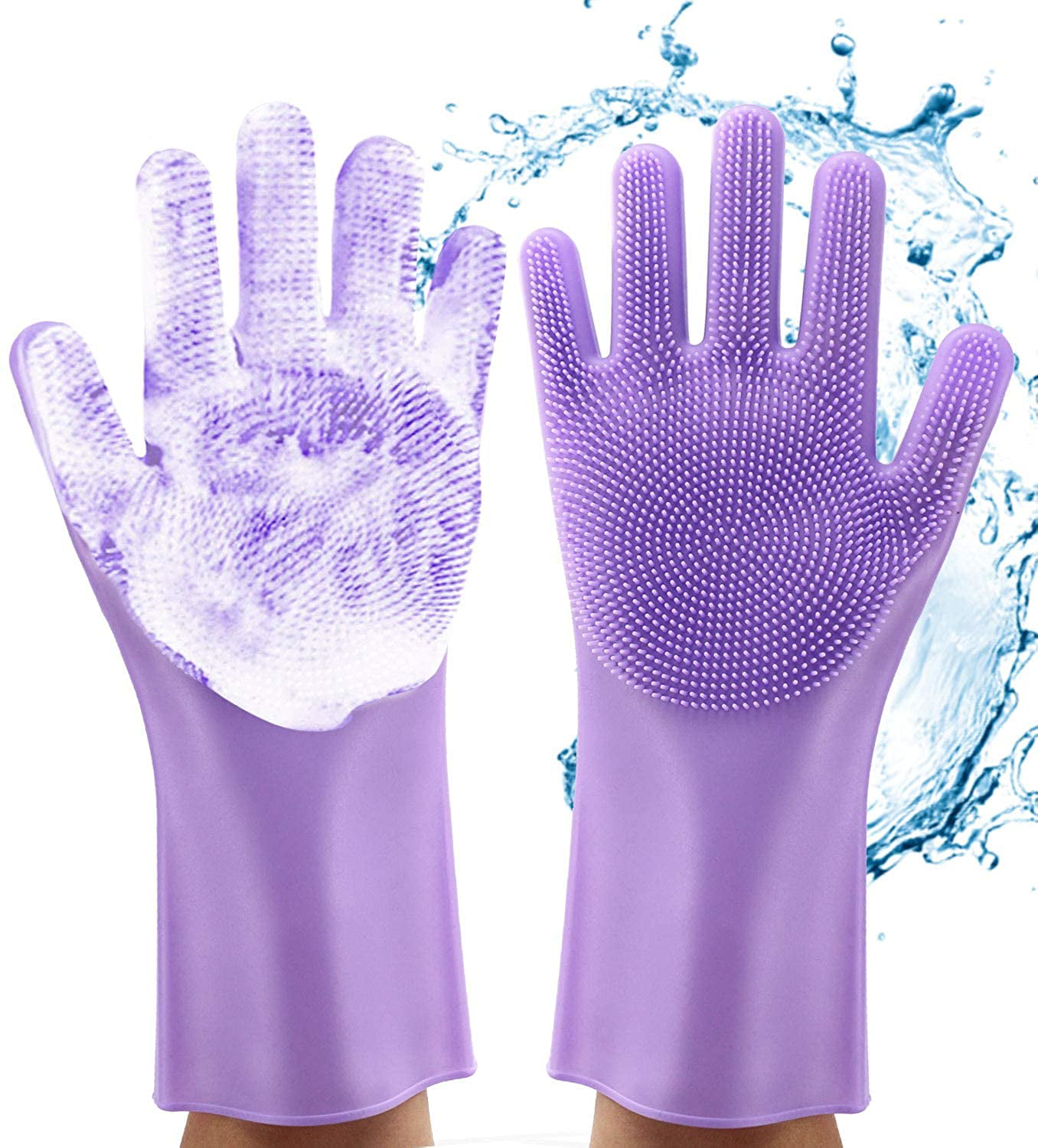 Anzoee Reusable Silicone Dishwashing Gloves Pair Of Rubber Scrubbing Gloves 