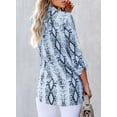 thumbnail image 2 of QWZNDZGR Women Button Down Snake Print 3 4 Tab Sleeve Tunic Blouse Tops Shirts, 2 of 5
