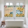 thumbnail image 4 of Sunflowers Trucks Kitchen Curtain for Berdoom Living Room Cafe 45 Inch Length, Spring Farmhouse Eucalyptus Orange Plaid Tiers Curtains Light Filtering Drapes Window Treatment 2 Panels 52"Wx45"L, 4 of 8
