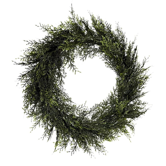 19.7 Inch Real Touch Christmas Wreath for Front Door, Large Artificial Cedar and Pine Wreath for Indoor Outdoor Wall, Window, and Farmhouse Fireplace Holiday Decorations