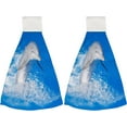 thumbnail image 2 of Hanging Towels 1 Pcs, Dish Towels Dolphin Jump Out of Blue Water Absorbent Hand Towels with Hanging Loop Washcloth for Bathroom Kitchen, 2 of 6