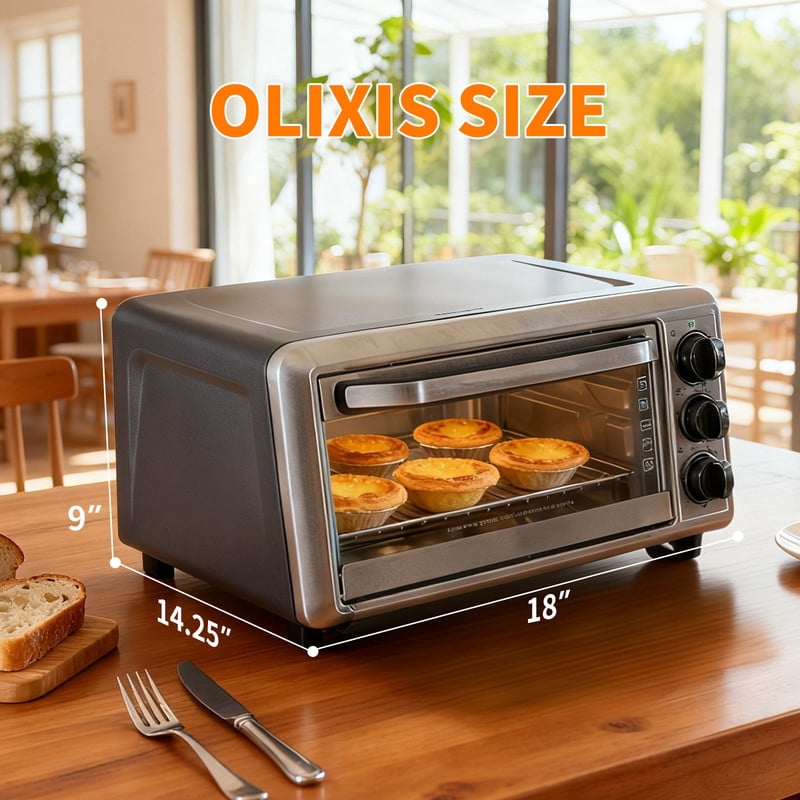 Gianna Toaster Ovens Countertop 19Quart, Bake, Toast, Broiler, Pizza and Warm, 1300W, 30 Min Timer, Fry Basket, Backing Pan and Rack Included, Up to 400°F