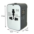 thumbnail image 2 of Travel Tech Elite, adaptador internacional con puertos USB de aleación de aluminio, obturadores de seguridad y toma de corriente CA para dispositivos globales (tamaño: 7,7 x 5 x 4 cm), 2 of 5
