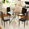 thumbnail image 3 of Round Dining Table Set for 4, 5-Piece Modern Tempered Glass Table with 4 Black Chairs - Compact Design for Kitchen/Living Room/Dining Room, 3 of 6