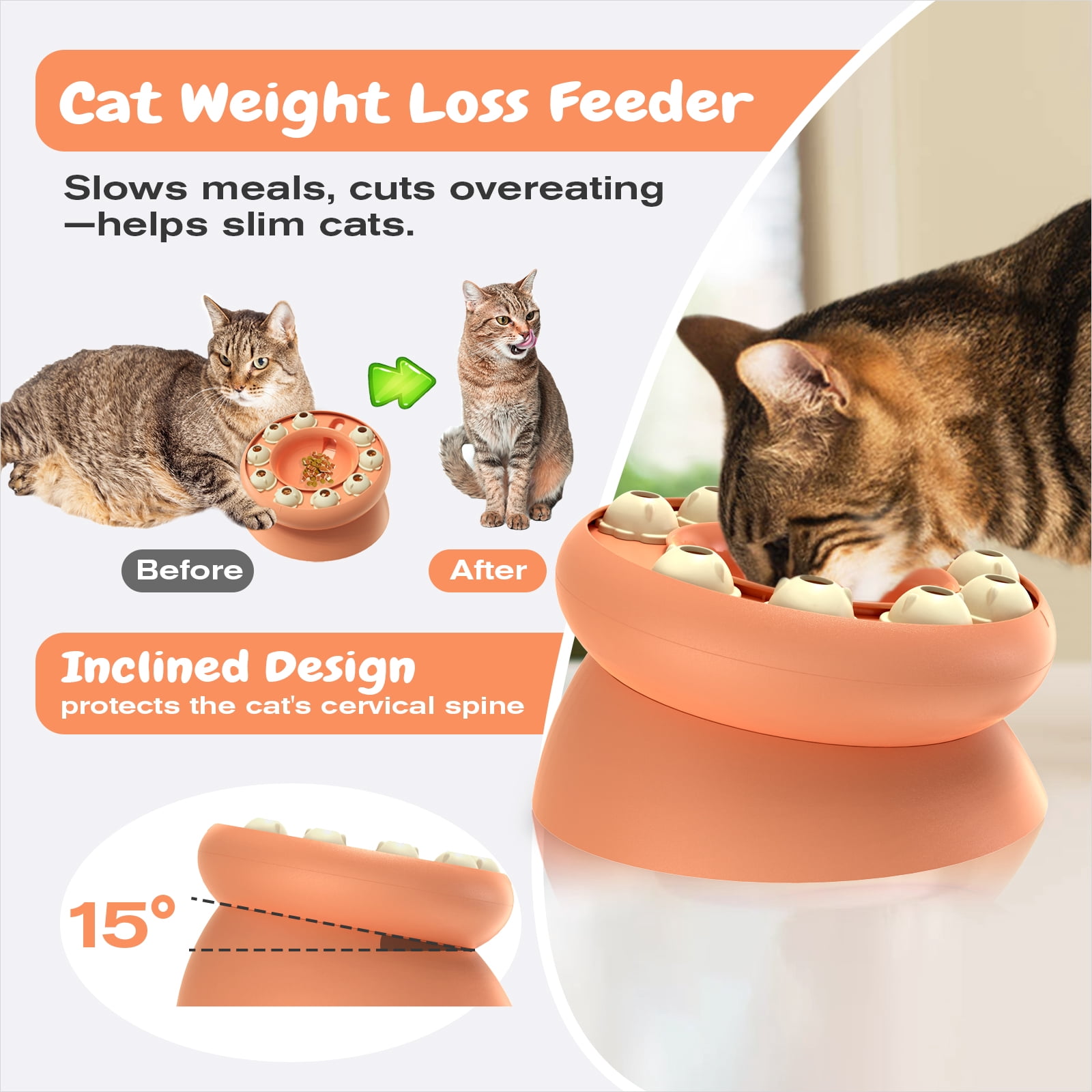 KADTC Cat Puzzle Toy for Cats Indoor, Slow Feeder Bowl for Fast Eaters, Interactive Kitten Enrichment Toy