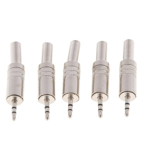 Yinanstore Replacement 5-Pack TRS Male Plug 3 Pole Stereo 2.5mm Solder Type DIY Audio Cable Connector For Repair Headphones Headset