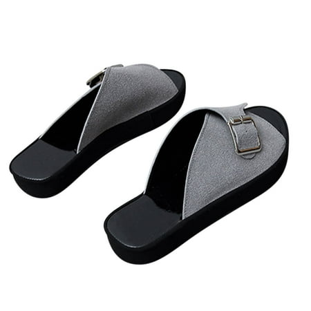 

Stamzod Women s Flat Shoes Ladies Beach Sandals Summer Non-Slip Causal Slippers Clearance Gray 41