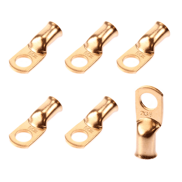 Wire Ring Terminal Copper 2 AWG Gauge Connectors Car Audio Terminals (6