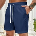 thumbnail image 2 of Havenre Men's Cotton Linen Shorts Trendy Casual Elastic Waist Drawstring Lightweight Workout Lounge Beach Jersey Sweat Shorts with Pockets Navy XL, 2 of 7