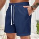 thumbnail image 1 of pstuiky Hombres bajos, Pantalones de playa holgados con cordón para hombre, de color liso, informales, a la moda, para hacer ejercicio Pantalones cortos cargo, 1 of 7