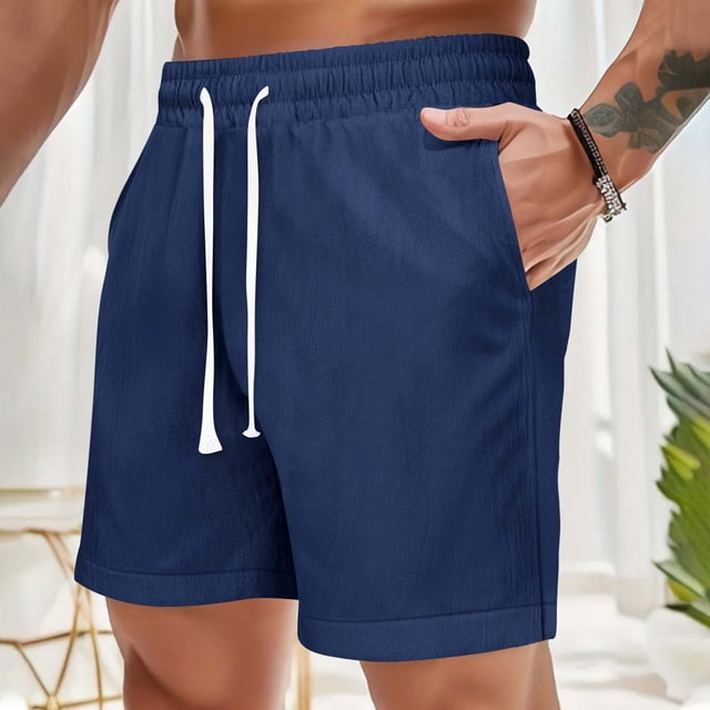 pstuiky Abreviatura para hombres, Pantalones de playa holgados con cordón para hombre, de color liso, informales, a la moda, para hacer ejercicio Pantalones cortos de baloncesto