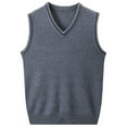 thumbnail image 2 of JTieacloth Men Large Shirts Winter Sleeveless Knit Sweater Vest Solid Color Business Casual Layering Piece For Wear, 2 of 3