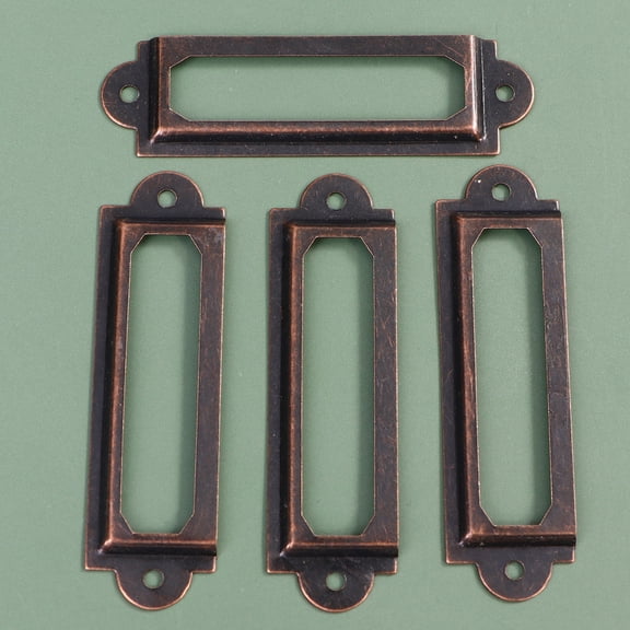25 Pcs Vintage Metal File Drawer Label Holders with 50 Screws for Cabinet, Office Cupboard, and Drawer Accessories