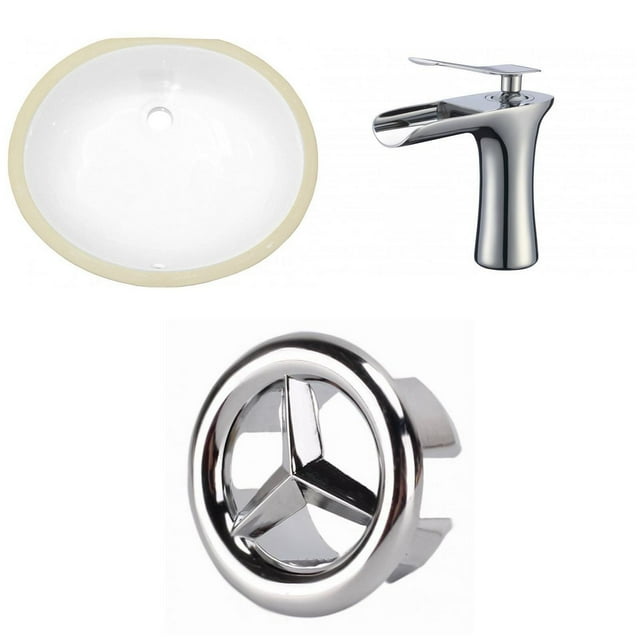 American Imaginations 19.5-in. W Oval Bathroom Undermount Sink Set In White - Chrome Hardware AI-26617