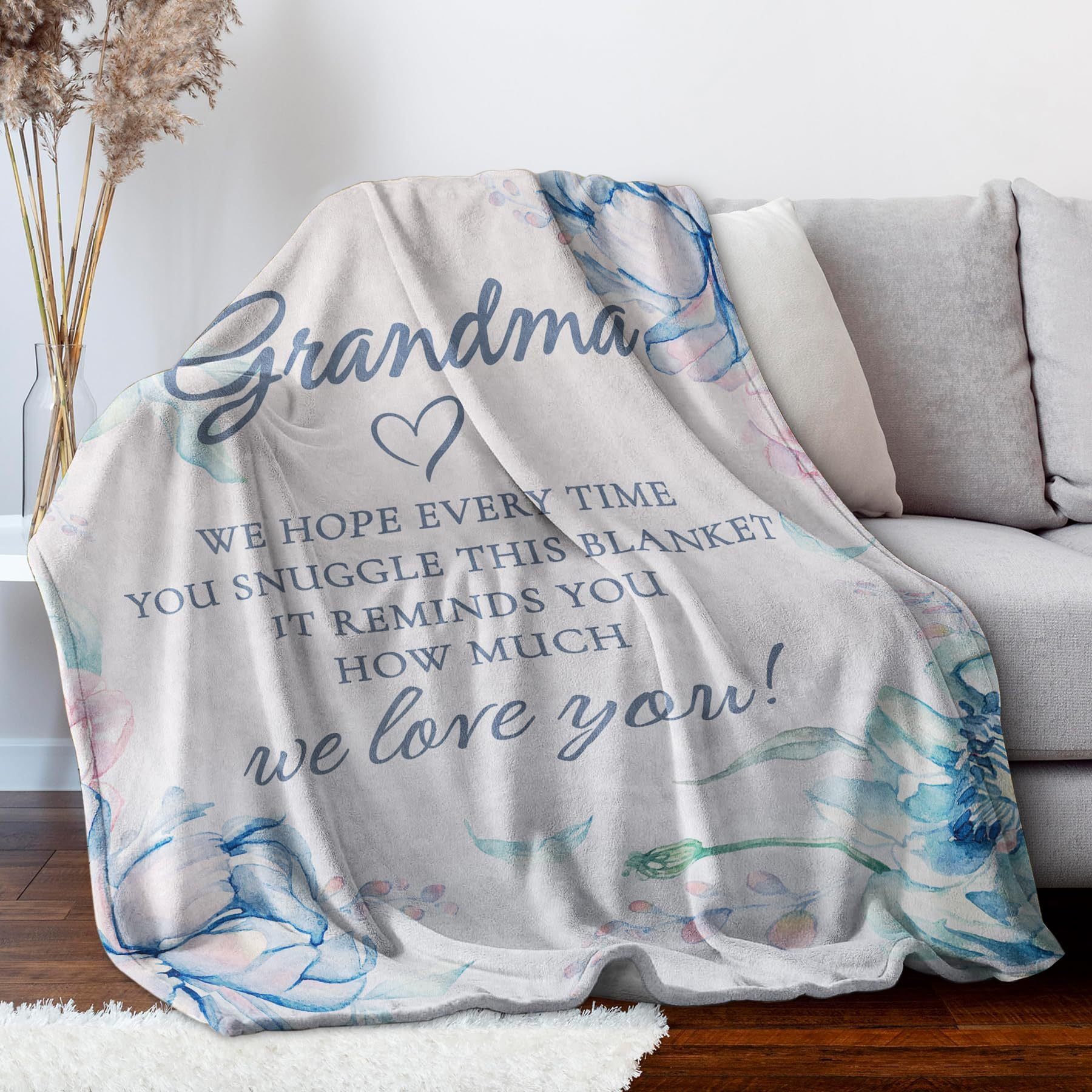 NICKSUN Blanket Gifts for Grandma, Grandma Birthday Gifts, Mother's Day Gifts for Grandma from Grandkids, We Love You Cozy Throw Blankets Present 50" x 60"