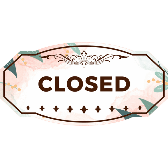 Victorian Plus Closed Door Door or Wall Sign | Colorful Business Signage (Leaves Brown) - Large