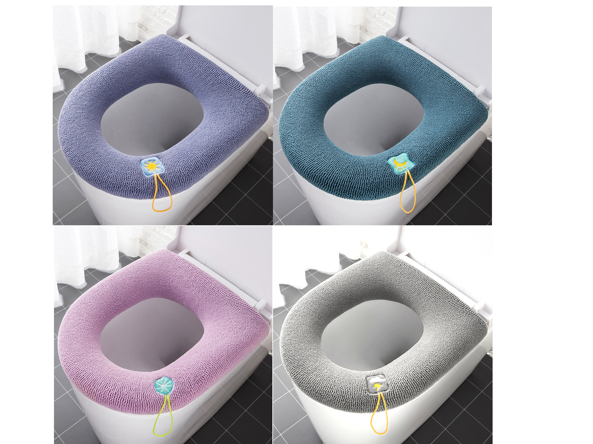 Pack of 4 Toilet Seat Warmers,Toilet Seat Cover Pads,Washable Toilet