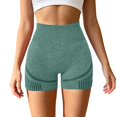 thumbnail image 2 of Yoga Shorts for Women High Waist Lifting Stretchy Breathable Slim Fit Solid Print Gym Shorts for Sporty Wear Green M, 2 of 3