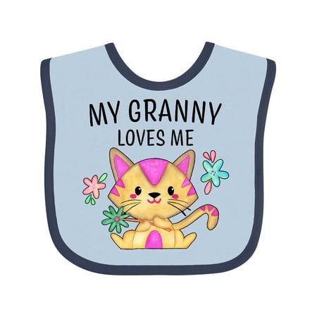 

Inktastic My Granny Loves Me with Cute Kitten and Flowers Gift Baby Boy or Baby Girl Bib