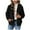Black, variant on Reversible Winter Hooded Jacket Soft Warm Zip Front Outerwear Cozy Full Zip Up Coat For Women