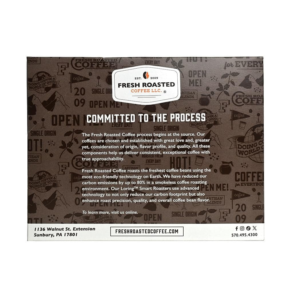 Fresh Roasted Coffee, Organic Sumatra Water-Processed Half Caf, Medium Roast, K-cup Compatible, 72 Count