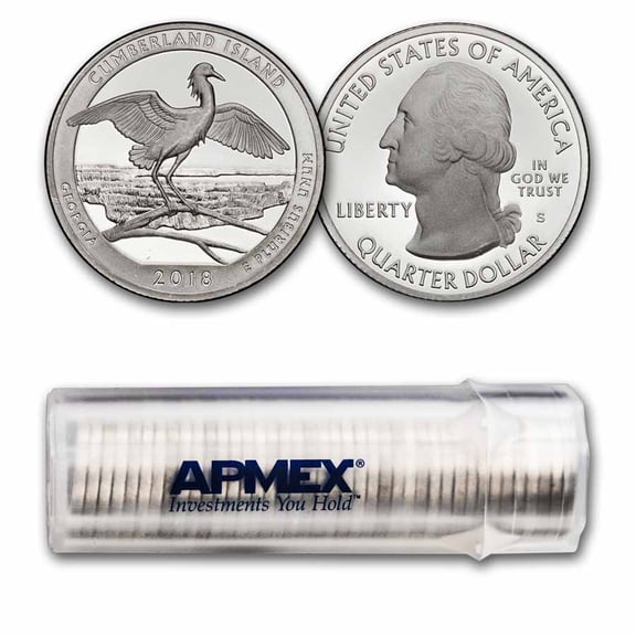 2018-S ATB Quarter Cumberland Seashore 40-Coin Roll PR (Silver)