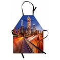 thumbnail image 1 of Night Apron USA Downtown City Skyline over the Highway Los Angeles California Travel Destination, Unisex Kitchen Bib Apron with Adjustable Neck for Cooking Baking Gardening, Multicolor, by Ambesonne, 1 of 3