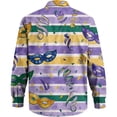 thumbnail image 5 of BUWTTER Button Down Shirt Men Long Sleeve Casual Festival Party Comfortable Breathable Top Sriped Vacation Plus Size Purple Shirt XXXXL, 5 of 5