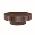 thumbnail image 5 of Noble House 35.43" Round Drum Coffee Table, with Sturdy Pedestal, Modern Mid Century Mushroom Design, Walnut, 5 of 8