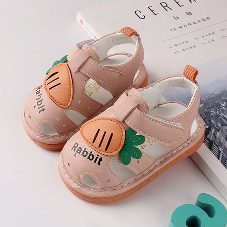

Herrnalise Summer Baby Girls Boys Cute With Voice Carrot Print Soft Bottom Toddler Sandals Children Shoes Girls