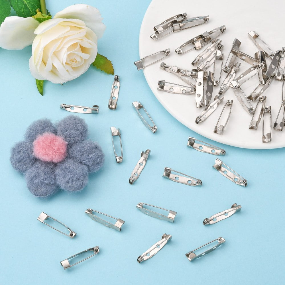 2000pcs Iron Brooch Pin Back Safety Catch Bar Pins with 2-Hole 25x6x6mm Hole: 2mm Pin: 0.8mm