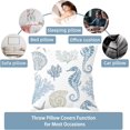 thumbnail image 4 of Nautical Coastal Throw Pillow Covers Set of 2 Beach Themed Ocean Coral Seahorse Decorative Pillow Cases Outdoor Sofa Cushion Cover for Bedroom Living Room, 20x20, Blue, 4 of 6