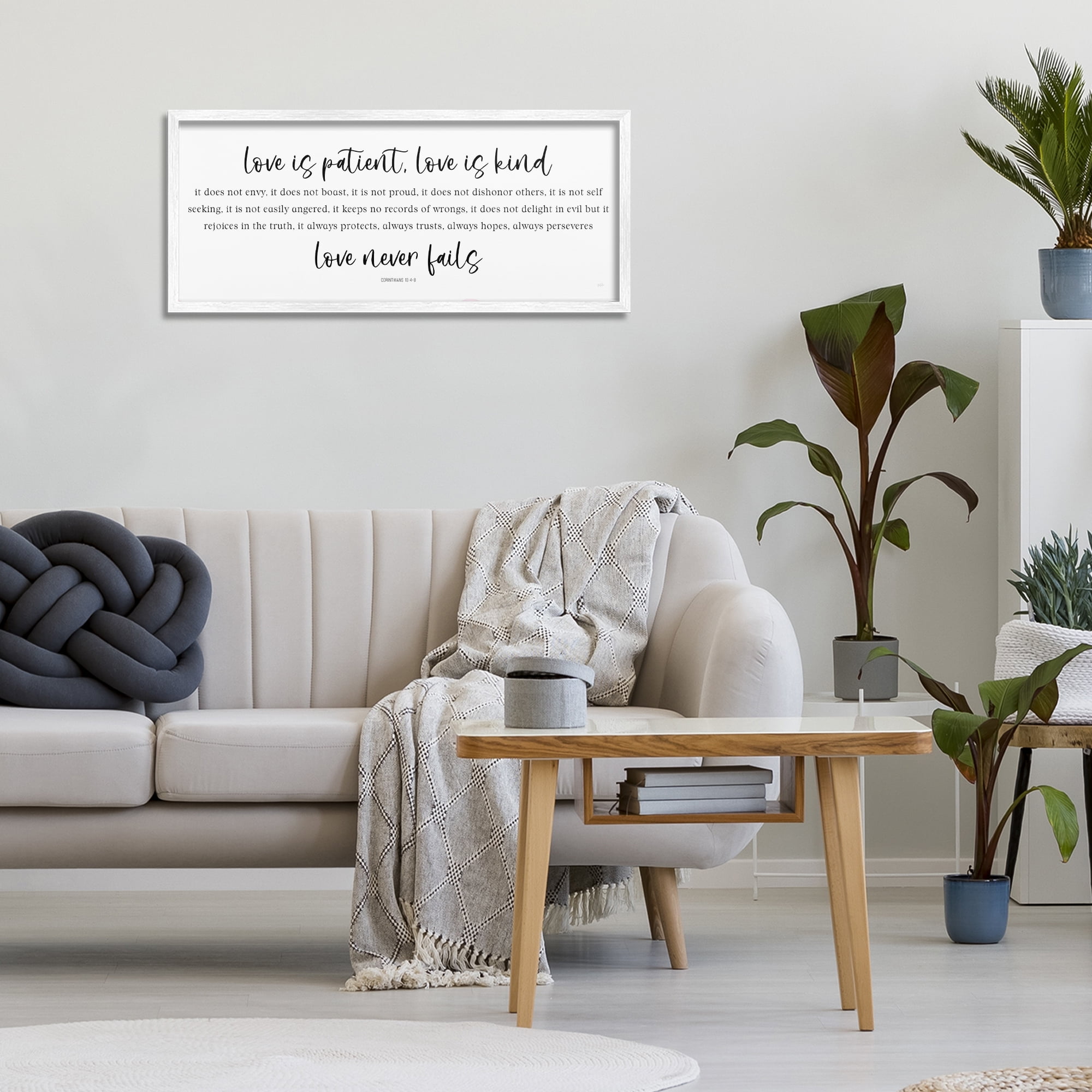 Stupell Industries Love Never Fails Proverb White Framed Giclee Art, design by Natalie Carpentieri