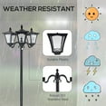 thumbnail image 6 of Outsunny 72" Solar Lamp Post, Triple-Head Street Light, All-Weather Waterproof Stainless Steel, Vintage Style for Garden, Lawn, Pathway, Driveway, Black, 6 of 9