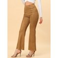 thumbnail image 2 of Pantalones Largos De Punto Liso Con Cremallera Lateral Oculta Acampanada De Cintura Alta Allegra K Marrón M, 2 of 5