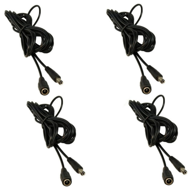 HQRP SET 4pcs 10 Feet 2.1mm x 5.5mm Male to Female DC Power Extension