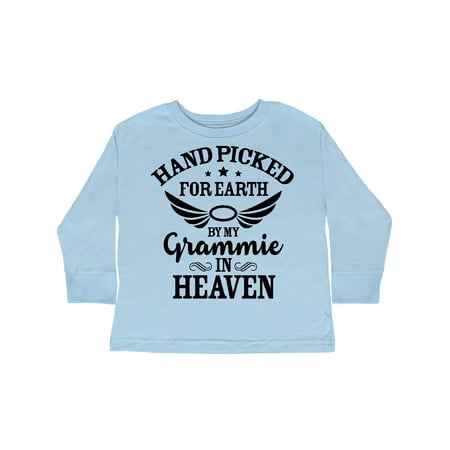 

Inktastic Handpicked for Earth By My Grammie in Heaven Angel Wings Gift Toddler Boy or Toddler Girl Long Sleeve T-Shirt