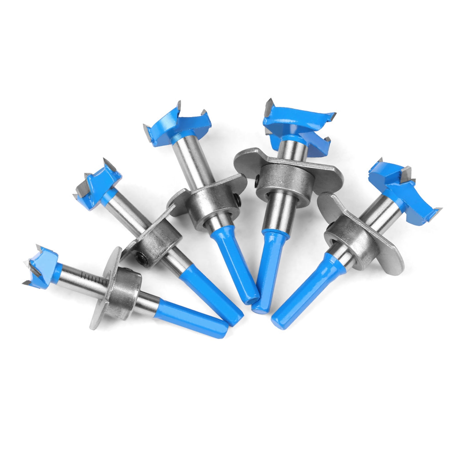5Pcs Forstner Drill Bit Set With Adjustable Depth Hexagonal Shank For Woodworking Hinge Installation 15-35mm