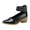Black, variant on Women's Vintage Dress Shoes 2026 Spring Fall Stylish Casual Leather Triple-Buckles Pointed Toe Chunky Stackable Dressy High Heels for Ladies Business Office Black Size 5.5