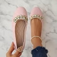 thumbnail image 2 of KIJBLAE Women's Pearl Rhinestone Decor Closed Toe Flats, Solid Slip On Comfortable Daily Casual Flat Shoes Pink 42, 2 of 8