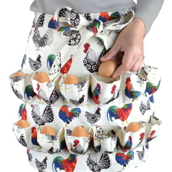 Egg Collecting Apron with 12 Deep Pockets, Gathering Holding Apron for Chicken Hen Duck Goose Eggs