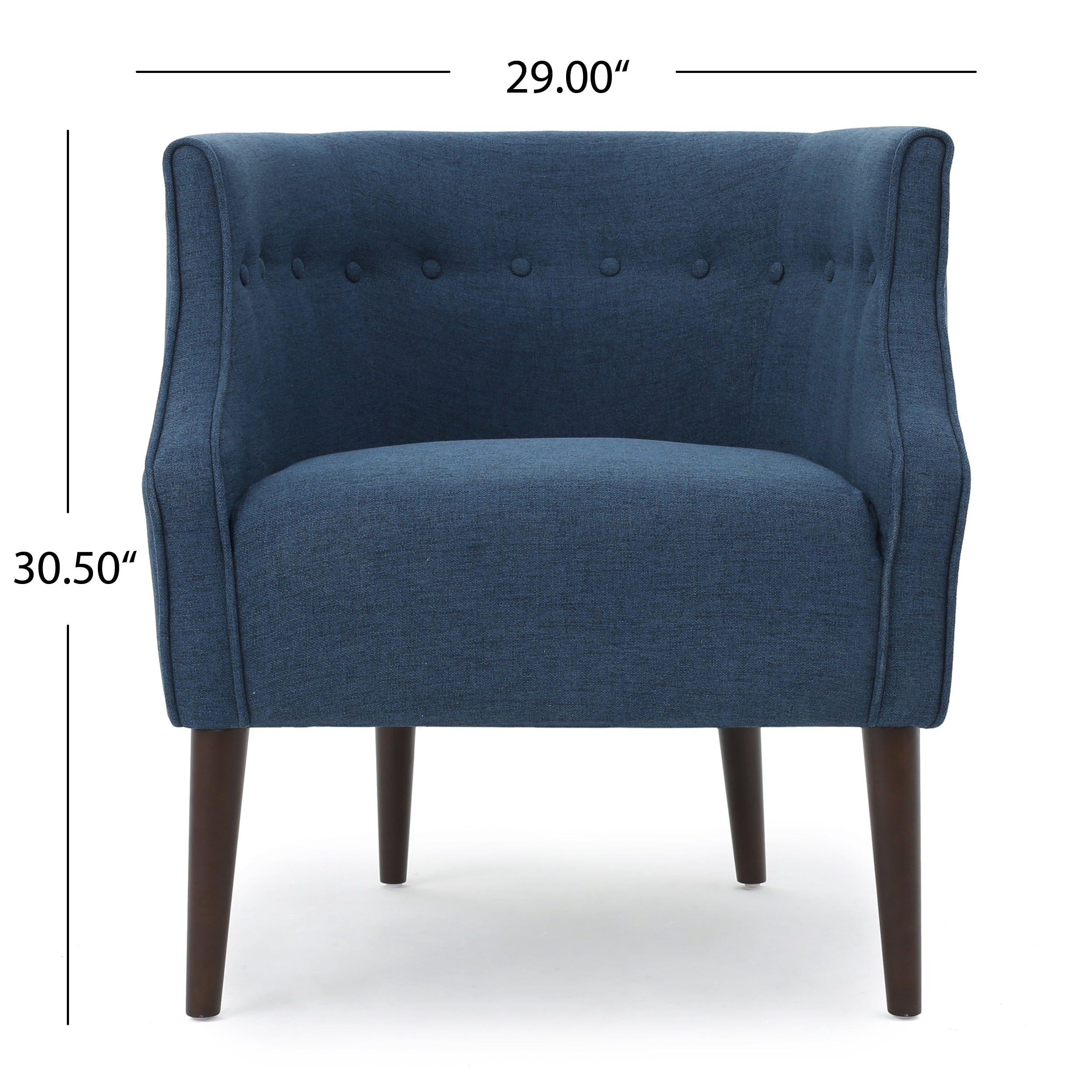 Noble House Queensbury Contemporary Button-Tufted Navy Blue Fabric Club Chair