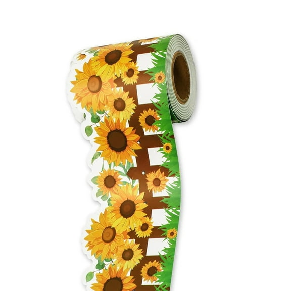 lixuesong 10m Sunflowers Bulletin Board Border Decorative Classroom Border Adhesive Bulletin Board Trim Sticker for School