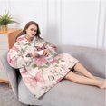thumbnail image 5 of Oversized Wearable Blanket Hoodie,Pink Butterfly Floral Bow White Pattern Sherpa Blanket Hoodie with Super Pockets,Super Warm Fuzzy Pullover for Women & Men, 5 of 6