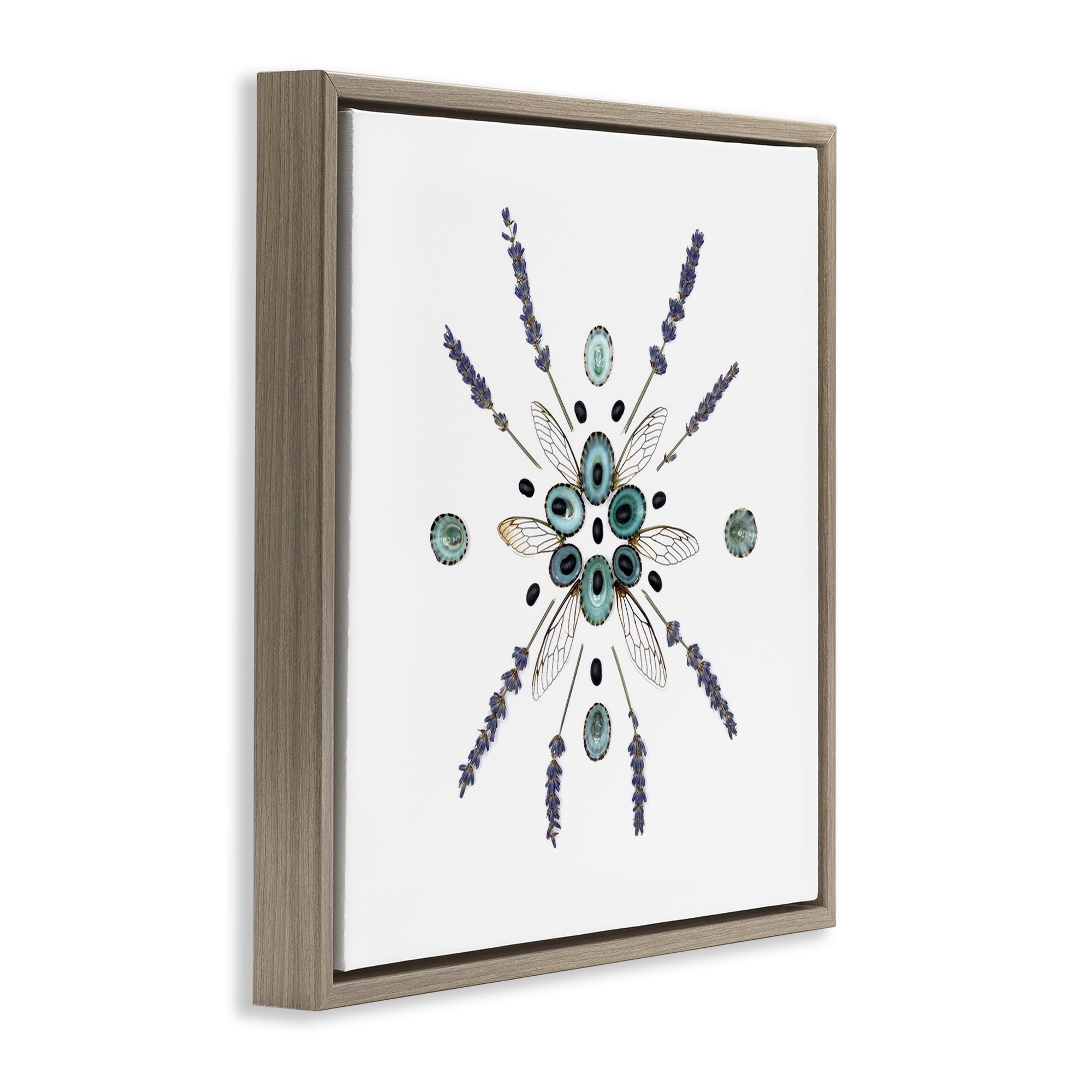 Stupell Industries Lavender & Delicate Wings Brown Framed Floater Canvas Wall Art, design by Beth Adoette