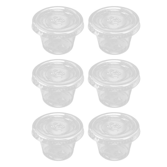 Portion Cups with Lids (1 2 3 4 Ounces, 100 Pack) | Disposable Plastic Cups for Meal Prep, Portion Control, Salad Dressing, & Medicine | Small Plastic Condiment Container