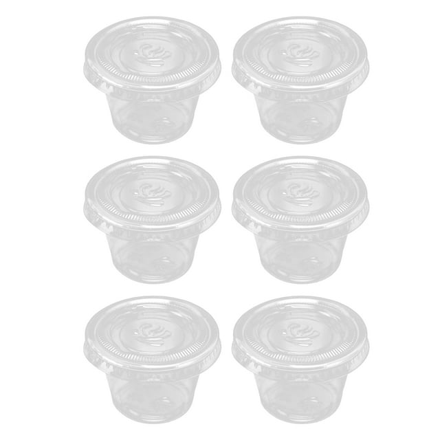 Portion Cups with Lids (1 2 3 4 Ounces, 100 Pack) | Disposable Plastic Cups for Meal Prep, Portion Control, Salad Dressing, & Medicine | Small Plastic Condiment Container